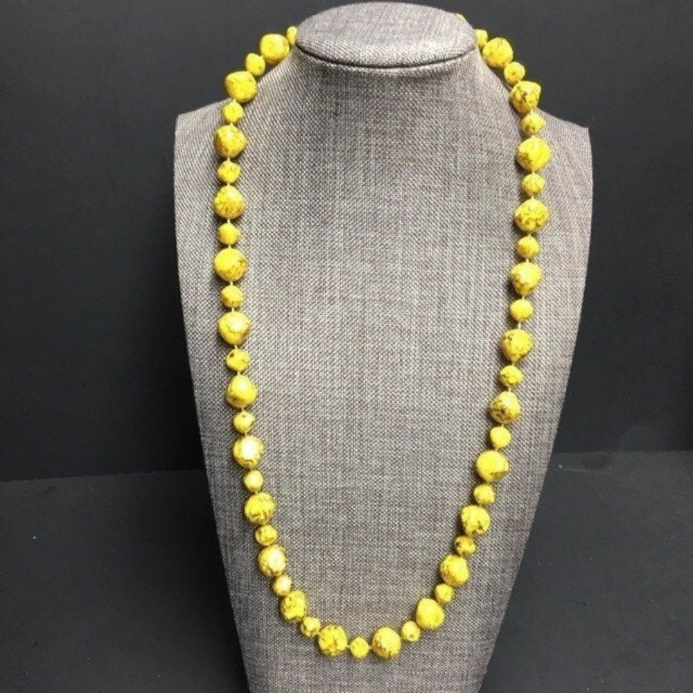 Marbled Necklace Retro Yellow Black Grey Grey Faceted Gold Hook Boho